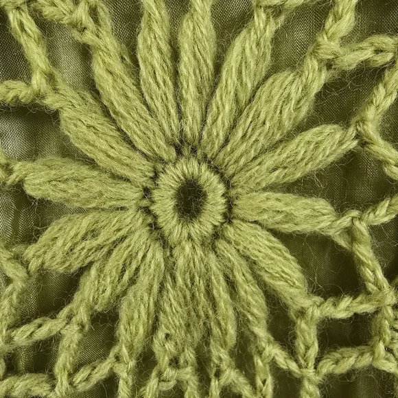 Vintage Suede Wool Crochet Mock Neck Sweater Floral Embroidered - Picture 4 of 12